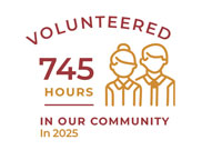 Infographic: Volunteered 745 hours in our community in 2025