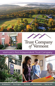 Trust Company of Vermont's front cover of their brochure