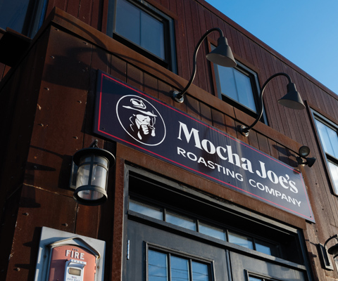 Close up exterior photo of Mocha Joe's Roasting Company