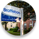 Close up photo of Brattleboro Savings & Loan's bank sign outside